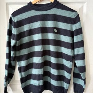 Lacoste Men's Crewneck Sweater - Black and Green Stripes